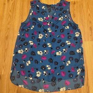 Adrianna Papell Pink and Blue Tank Top Vibrant Pattern